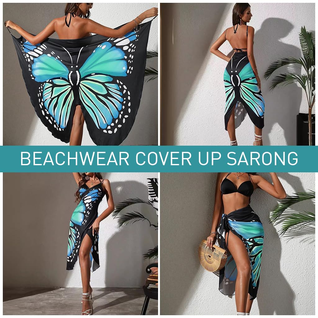 PALAY Beach Wear Dress for Women featuring Butterfly Print and Adjustable Fit | Lightweight Waterproof Cover Up 3 PCS