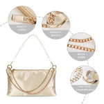 PALAY® Women Satin Evening Handbag Prom Clutch Purse Formal Cocktail Party Clutches Shoulder Bag with 2 Bag Chains