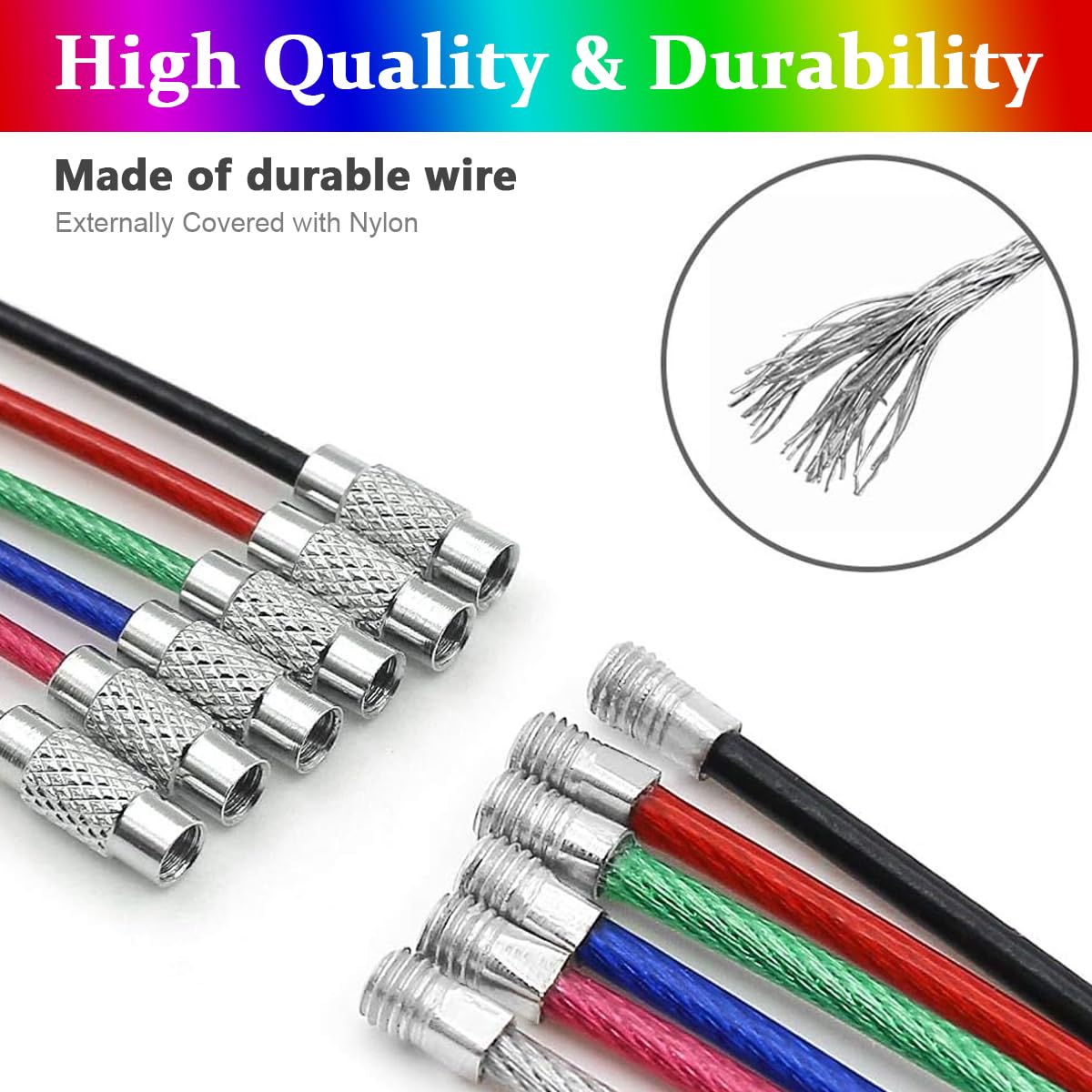 PALAY Keychain Set for Luggage Tags and Kitchen Use with Nylon Coated Steel Wire 48PCS 15cm