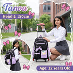 PALAY Purple School Trolley Backpack for Girls with Wheels