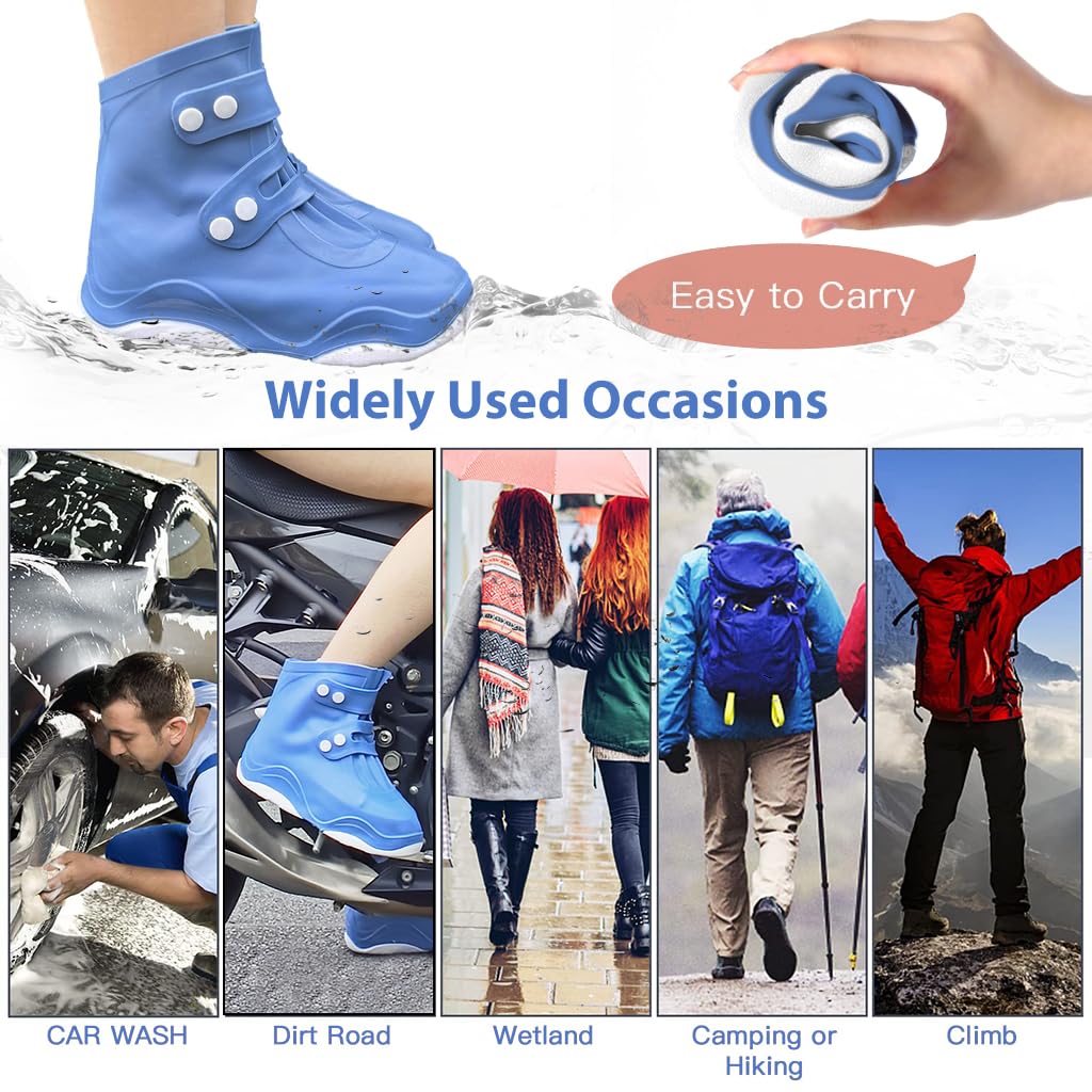 PALAY Waterproof Shoe Covers for Rainy Days with TPE Anti Slip Sole and Snap Closure | 3 PCS