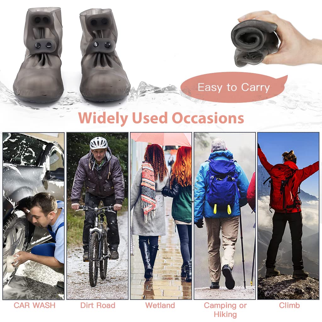 PALAY Shoe Cover Waterproof for Rain with Double-Breasted Closure and TPE Anti-Slip Sole | Reusable Silicone Design for Men Women Kids US Size 7-8