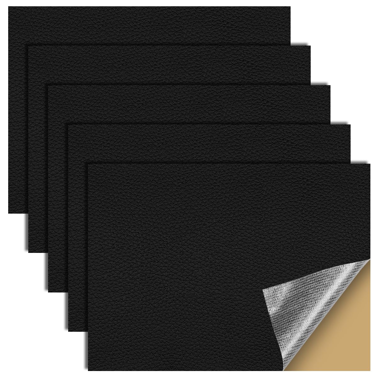 PALAY® 5Pcs Leather Repair Patch Self Adhesive for Car & Sofa Black