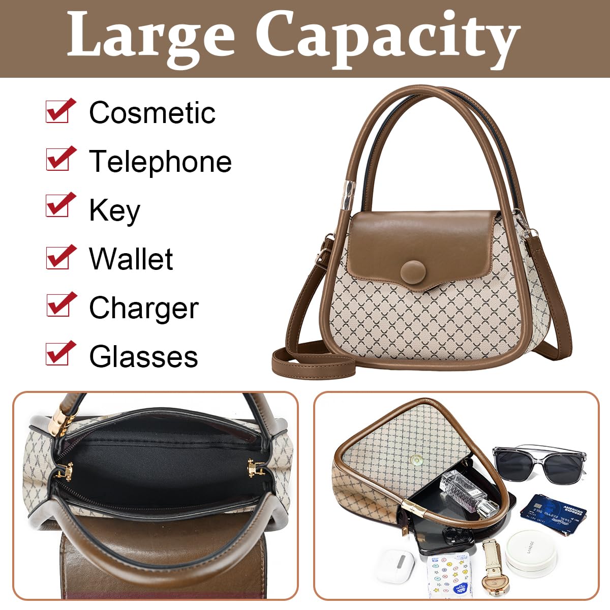 PALAY Crossbody Bag for Women with Adjustable Shoulder Belt 21x10x13cm PU Leather | Fashion Sling Handbag