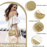 PALAY Crossbody Bag for Women featuring Geometric Metal Clasp and 26.5x14.5x2cm Straw Design | Boho Evening Sling Purse