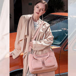 PALAY Tote Bag for Women with Multi Pockets and Removable Shoulder Strap | Pink Nylon Shoulder Handbag for Work and Travel