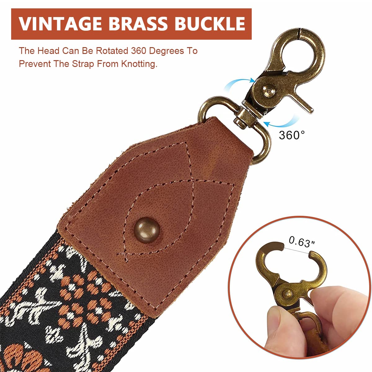 PALAY Retro Jacquard Embroidery Wide Shoulder Strap for Handbag and Travel Bag featuring Adjustable 29.5–53.14 in Length | Polyester Material with Metal Buckle