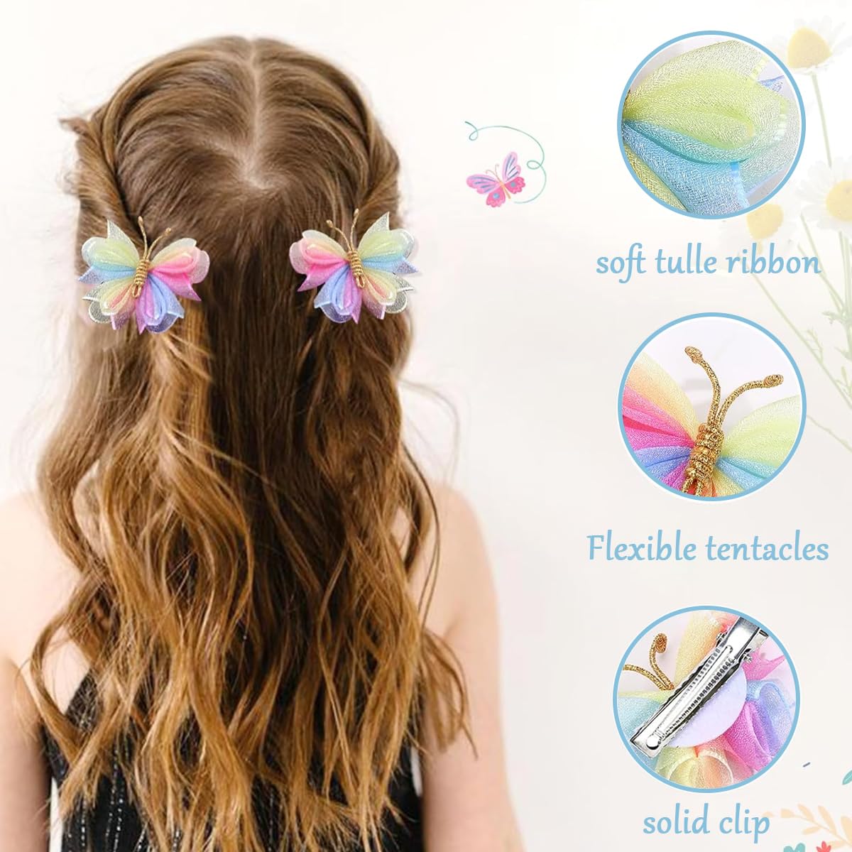 PALAY Hair Bows for Kids Girls featuring 6 Butterfly Clips 2 in each | Colorful Accessory Set