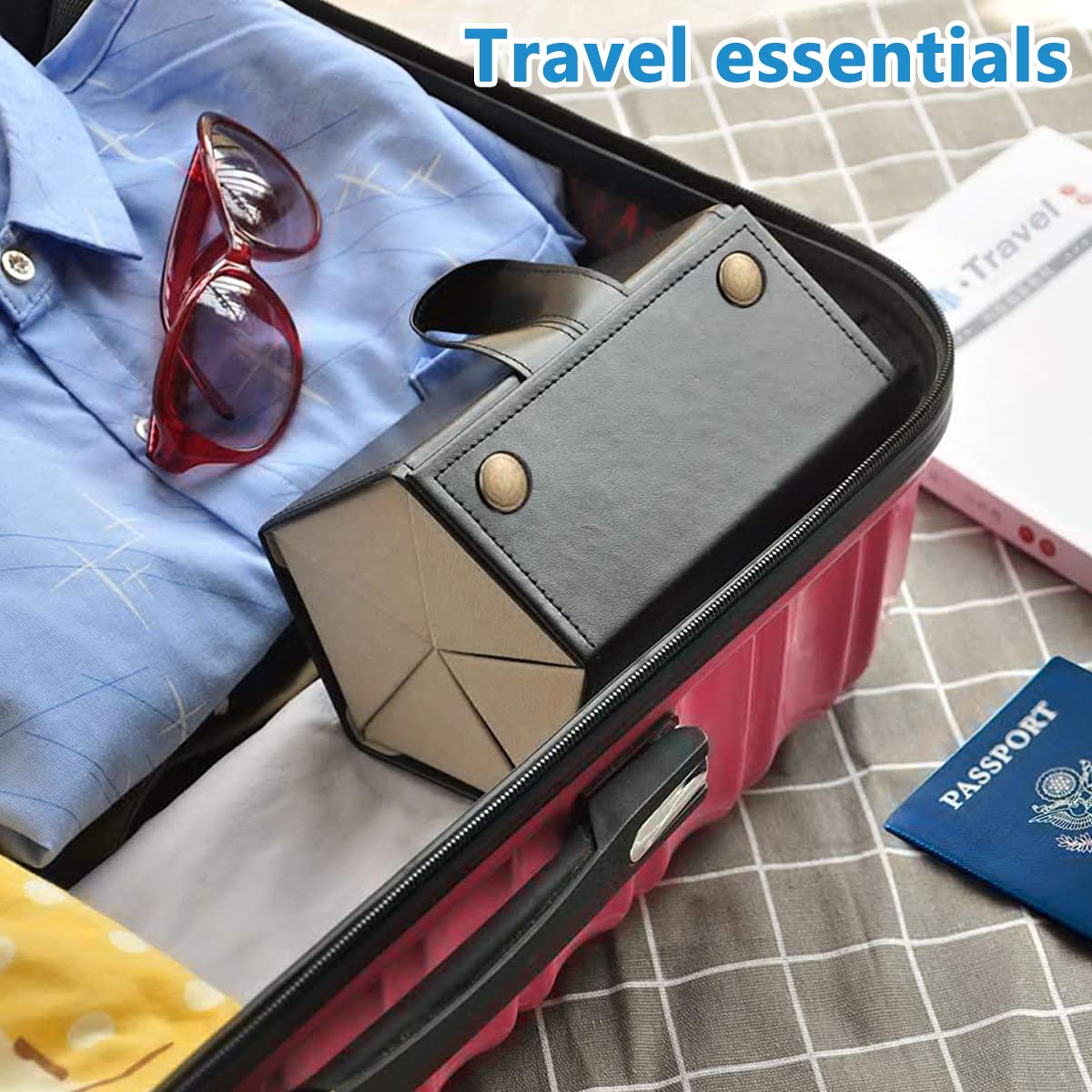 PALAY Sunglasses Organizer for 6 Pairs with Hanging and Folding Design in Brown | PU Leather Eyewear Storage Box