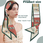 PALAY® Silk Scarf for Women Stylish Neck Hair Floral Print Satin Scarves Fashion for Suit Blazers Shirts Neckerchief Bag 59x5.2 Horse 3PCS