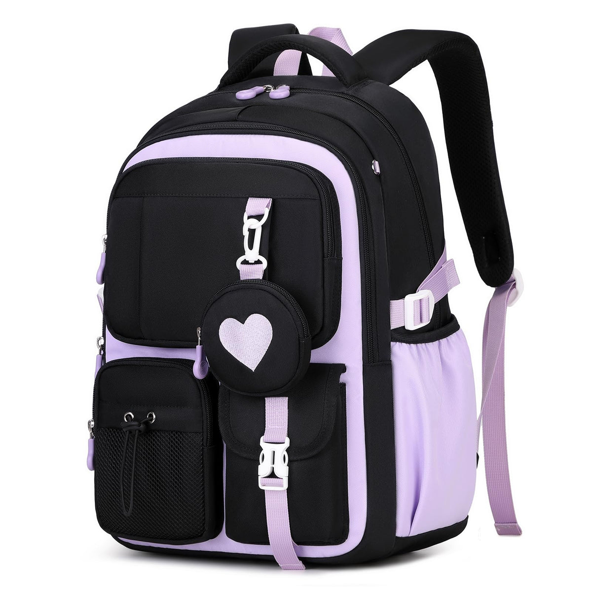 PALAY® School Bag for Girls Purple Black Backpack for Primary Elementary Teenage, Middle School Students Bookbag