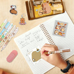 PALAY® Capybara Stationery Set for Students & School Gift, 64 Pcs Adorable Cartoon Supplies with Pens, Pencil Bag, Stickers, Correction Tape, Sticky Notes & Capybara Backpack Charm