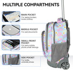 PALAY School Trolley Bag with 6 Wheel Rollers featuring Retractable Handle and Beige Nylon | for Kids
