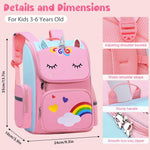 PALAY® Girls School Backpack Unicorn Cartoon Backpack Primary Bookbag Waterproof Backpack for School, Travel, Camping, Burden-relief Backpack School Gift for Kids 3-6 Years Old