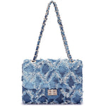 PALAY® Small Shoulder Bag for Women Fashion Blue Denim Crossbody Shoulder Bag Chain Bag Shoulder Bag Phone Bag Evening Bag Metal Interlock Closure Dainty Casual Shoulder Bag