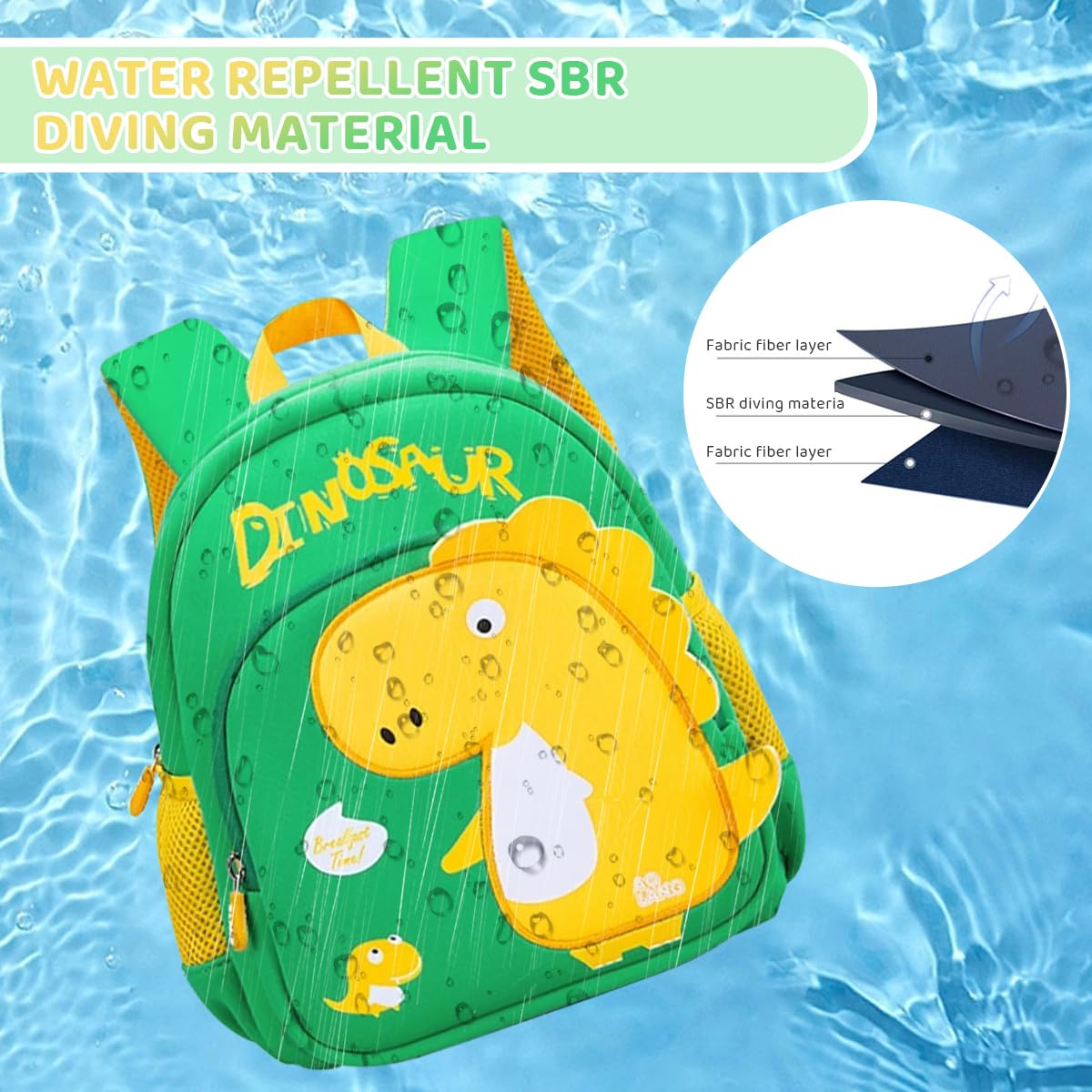 PALAY Kids School Backpack for Preschool with 33x26x12cm Storage | Neoprene Dinosaur Design