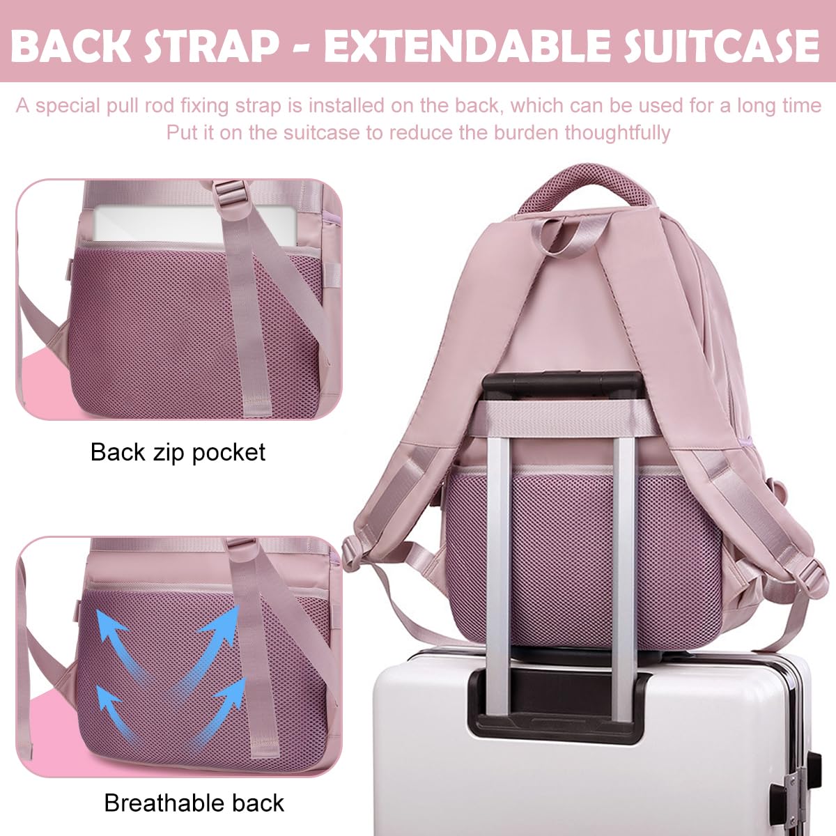 PALAY School Bag for Girls with Multi Compartment Storage and Padded Straps | Pink Nylon Backpack