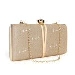 PALAY Clutch Bag for Evening Events featuring Rhinestone Floral Buckle and 22x13cm Size | Glitter Champagne Handbag for Women