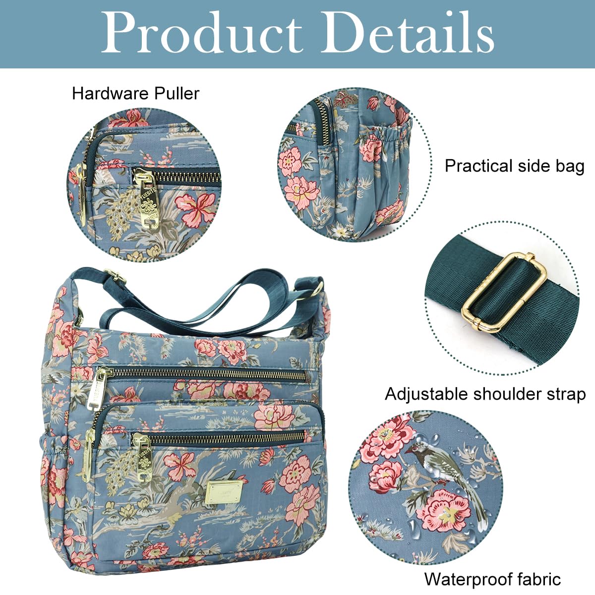 PALAY Crossbody Bag for Women with Multi Pocket Design and Adjustable Strap | 3 PCS Nylon Set