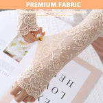 PALAY Arm Sleeves for Women featuring 46cm Stretch Lace with Anti Slip Ends & UV Protection