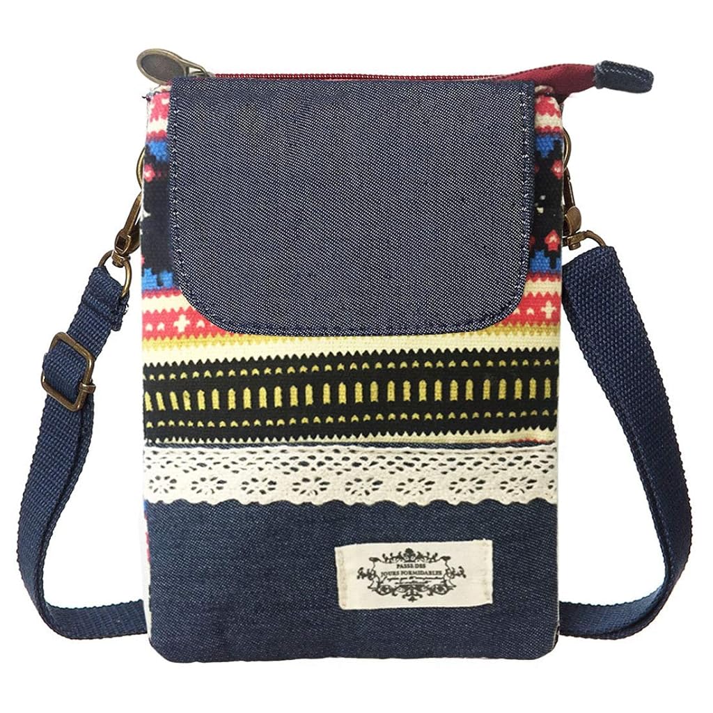 PALAY® Women Purse Bag Casual Phone Pouch Canvas Cloth Phone Bag Sling Bag Charming Boho Print Phone Bag Small Crossbody Bag Shoulder Bag Women Purse Bag