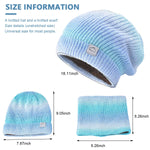 PALAY Beanie Cap for Women with Fleece Lining and Knitted Scarf Set 25×22cm Blue | Warm Winter Accessory