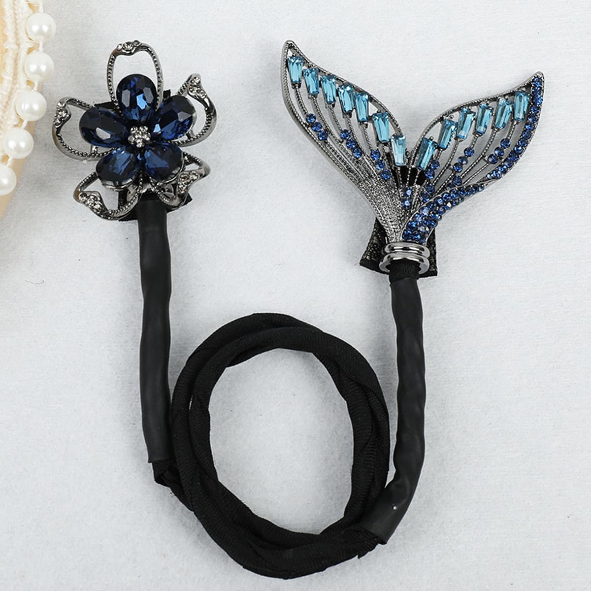 PALAY® Magic Hair Bun Maker for Hair Mermaid Tail Rhinestone Hair Bun Accessories for Women Elegant Hair Accessories for Women Flower Twist Hair Bun Shaper for Medium Thick Hair