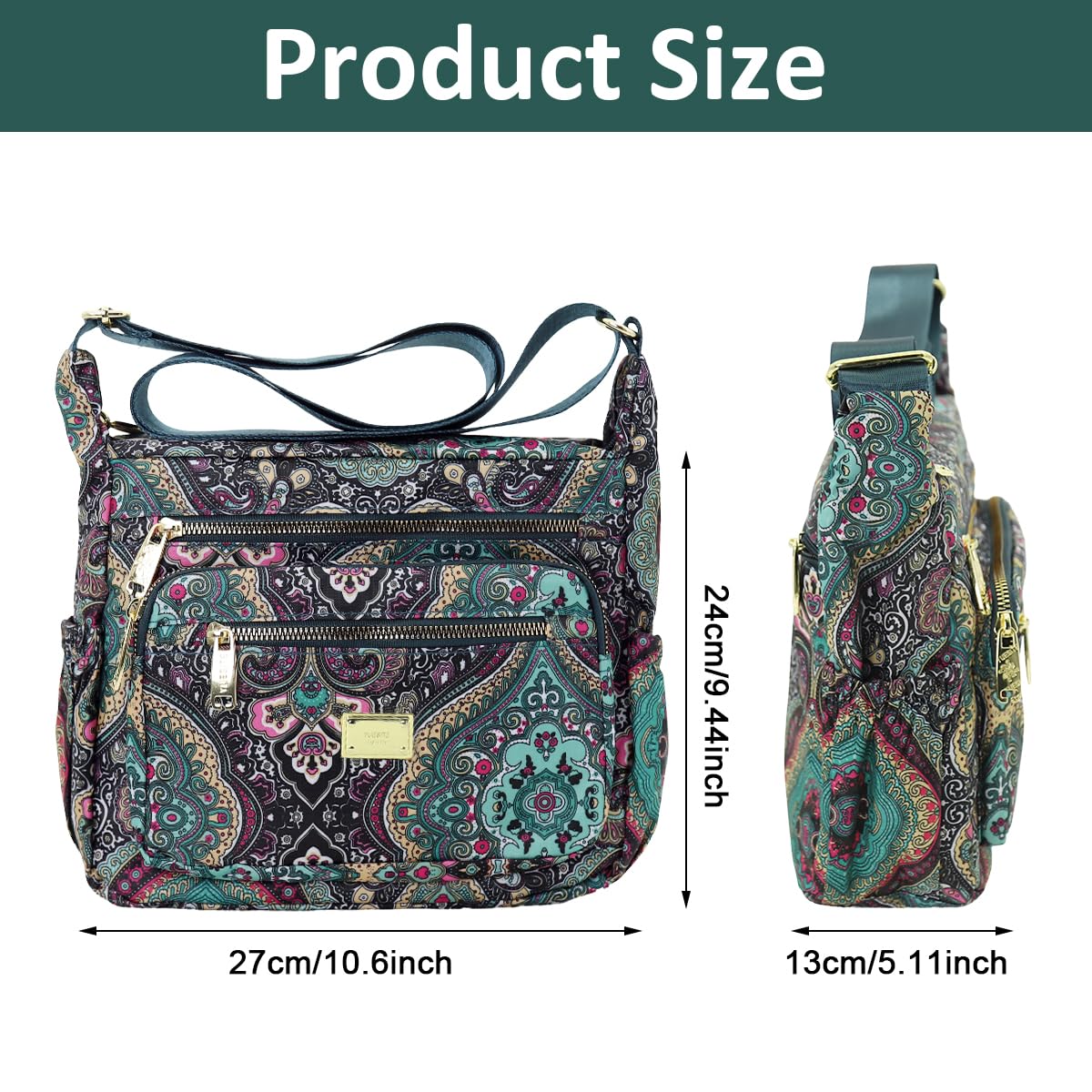 PALAY Cross Bag for Women with 21x10x18cm Triple Zipper Pouches and Nylon Material | Purple Shoulder Tote