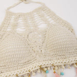 PALAY Womens Crochet Bikini Top for Summer Beachwear with Tassels and Halter Tie | 3 PCS Boho Set