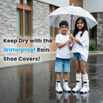 PALAY® Kids Rain Boot Covers, Waterproof Shoe Covers, Unisex, Reusable, Overshoes, White, Size L