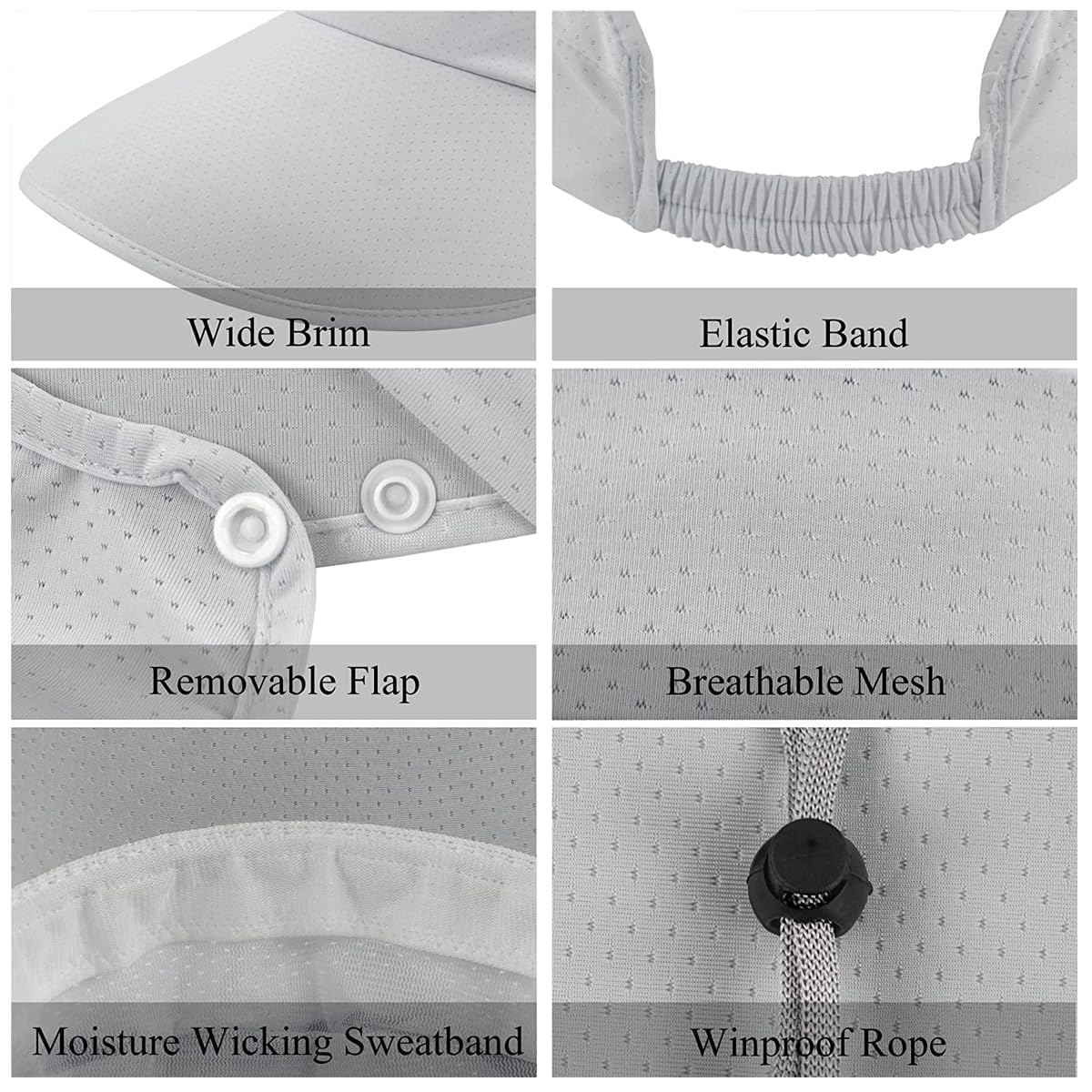 PALAY Sun Hat for Women with Detachable Face Cover and Wide Brim | 2PCS Grey Outdoor Visor