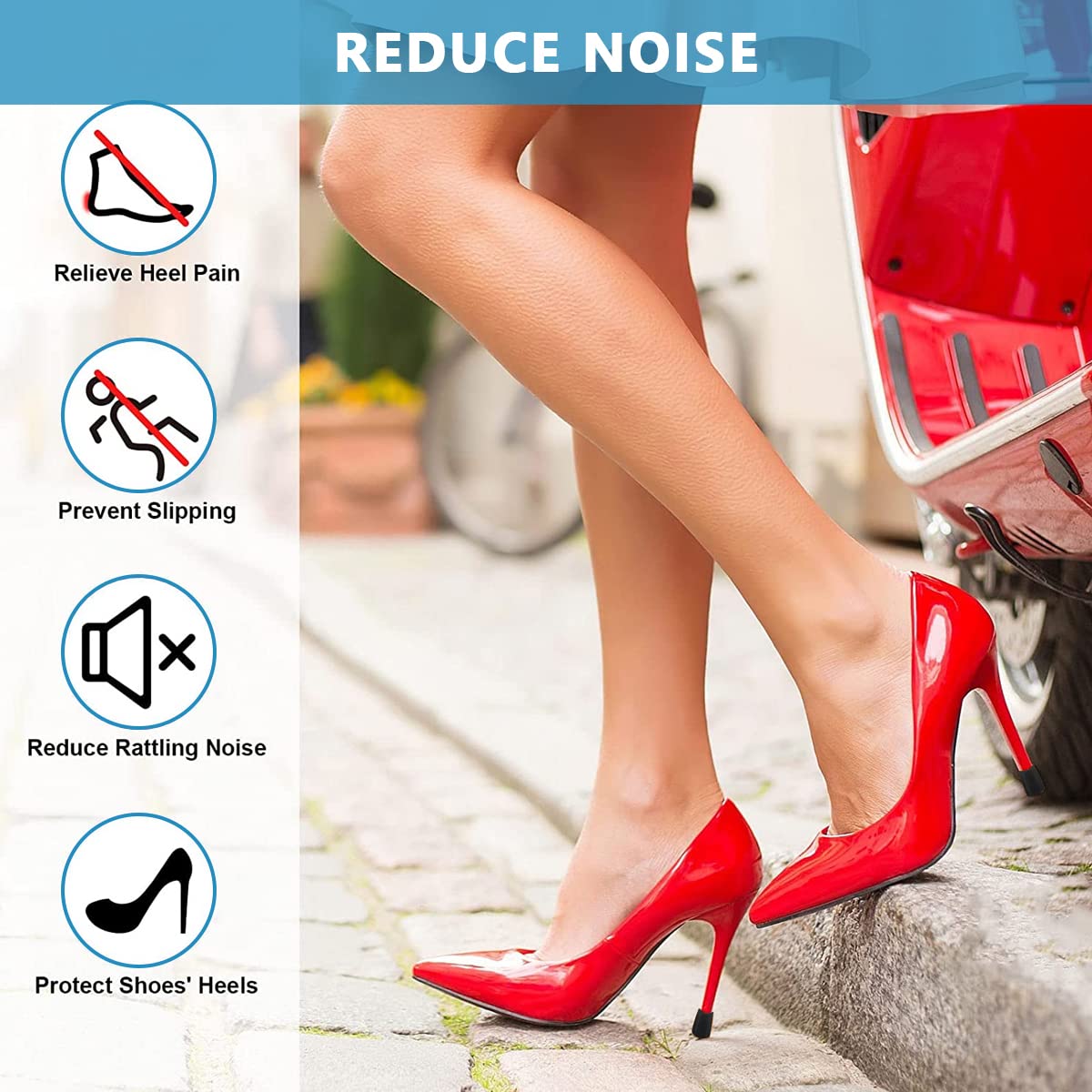 PALAY Heel Protectors for Women featuring Anti Slip Base and 8 Pairs Set in Black & Clear | Ideal for Weddings and Outdoor Events
