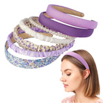 PALAY Headband Set for Women with Floral and Pearl Designs 7pcs | Purple Gift Accessory