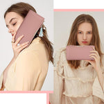 PALAY® Wallet for Women Sleek Pink Women Purse Card Holder Card Bag Bifold Long Purse with Zipper Pouch Gift for Women Mother's Day Gift