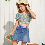 PALAY Girls Belt for Jeans and Dresses with Flower Hollow Cut Design 92cm PU Leather | 2 Pack