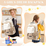 PALAY Casual Backpack for Travel and School featuring Padded 15.6 in Laptop Compartment | Beige Nylon 3 PCS Set