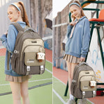 PALAY School Backpack for Girls with 3 Zip Compartments and Padded Straps | Khaki Nylon