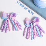 PALAY Ribbon Bow Hair Accessories for Girls featuring 6pcs Curly Design Clips | Purple Headpieces