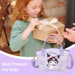 PALAY® Kawaii Handbag for Girls Cartoon Purple Kuromi Mini Tote Handbag with Shoulder Strap Girls Mini PU Crossbody Handbag Purse Kuromi Tote Bag Gift Handbag for Girls, 16x7x22cm