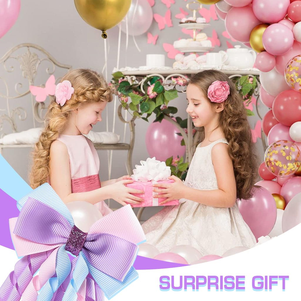 PALAY Ribbon Bow Hair Accessories for Girls featuring 6pcs Curly Design Clips | Purple Headpieces