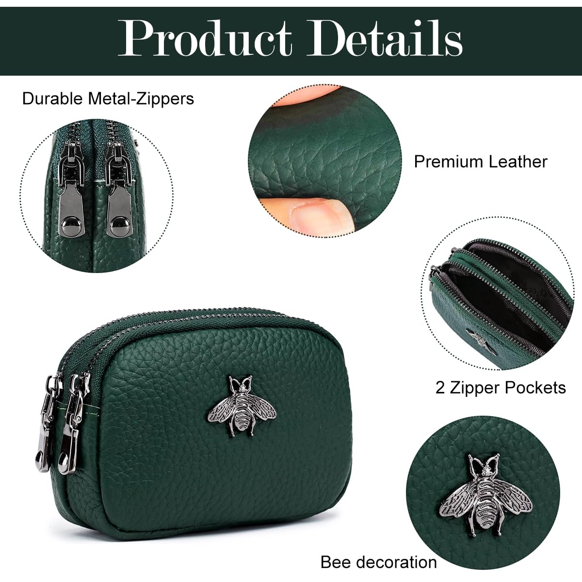 PALAY Women Coin Bag for Everyday Use with Double Layer Design 11.5x4x7.5cm PU Leather | Gift Purse