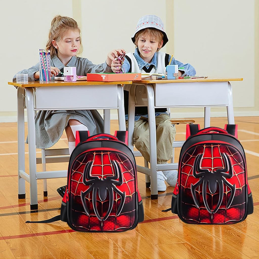 PALAY School Kids Backpack with 3D Batman Hard Shell and Padded Straps Red for 3–6 Years