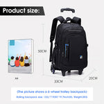 PALAY® School Backpack on 6-Wheel Backpack with Retractable Pull Handle School Backpack Detachable Wheel Stand Design Fashion Travel Backpack School Gift for Kids 6-12 Years Old
