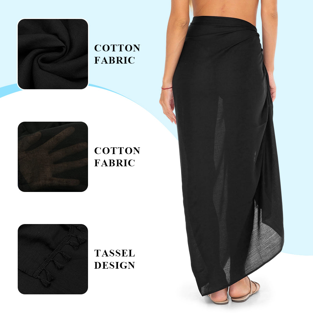 PALAY® Women Beach Cover Up Women's Beachwear Cover-Up SwimsuitCover Sun Protection 70.87x43.31 Inches Cover Up Cotton Fashion Tassel Beach Dress Cover