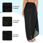 PALAY® Women Beach Cover Up Women's Beachwear Cover-Up SwimsuitCover Sun Protection 70.87x43.31 Inches Cover Up Cotton Fashion Tassel Beach Dress Cover