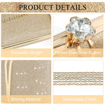 PALAY Clutch Bag for Evening Events featuring Rhinestone Floral Buckle and 22x13cm Size | Glitter Champagne Handbag for Women