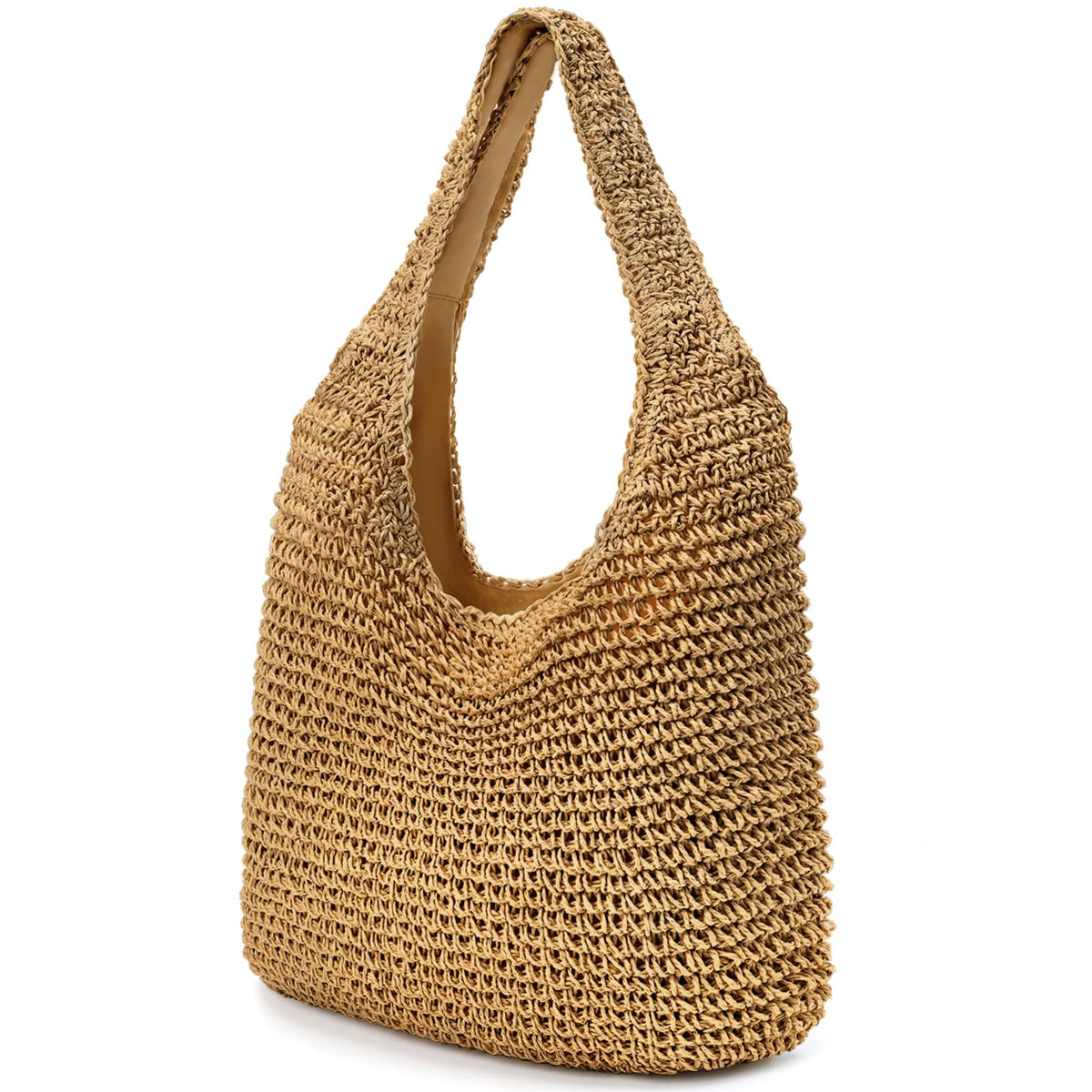 PALAY Straw Beach Bag for Women with Zip-Up Closure and Polyester Liner | Boho Summer Tote