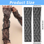 PALAY Lace Gloves for Women with Elegant Floral Mesh Design and 15.6 in Arm Length | Black Fingerless Bridal Accessory