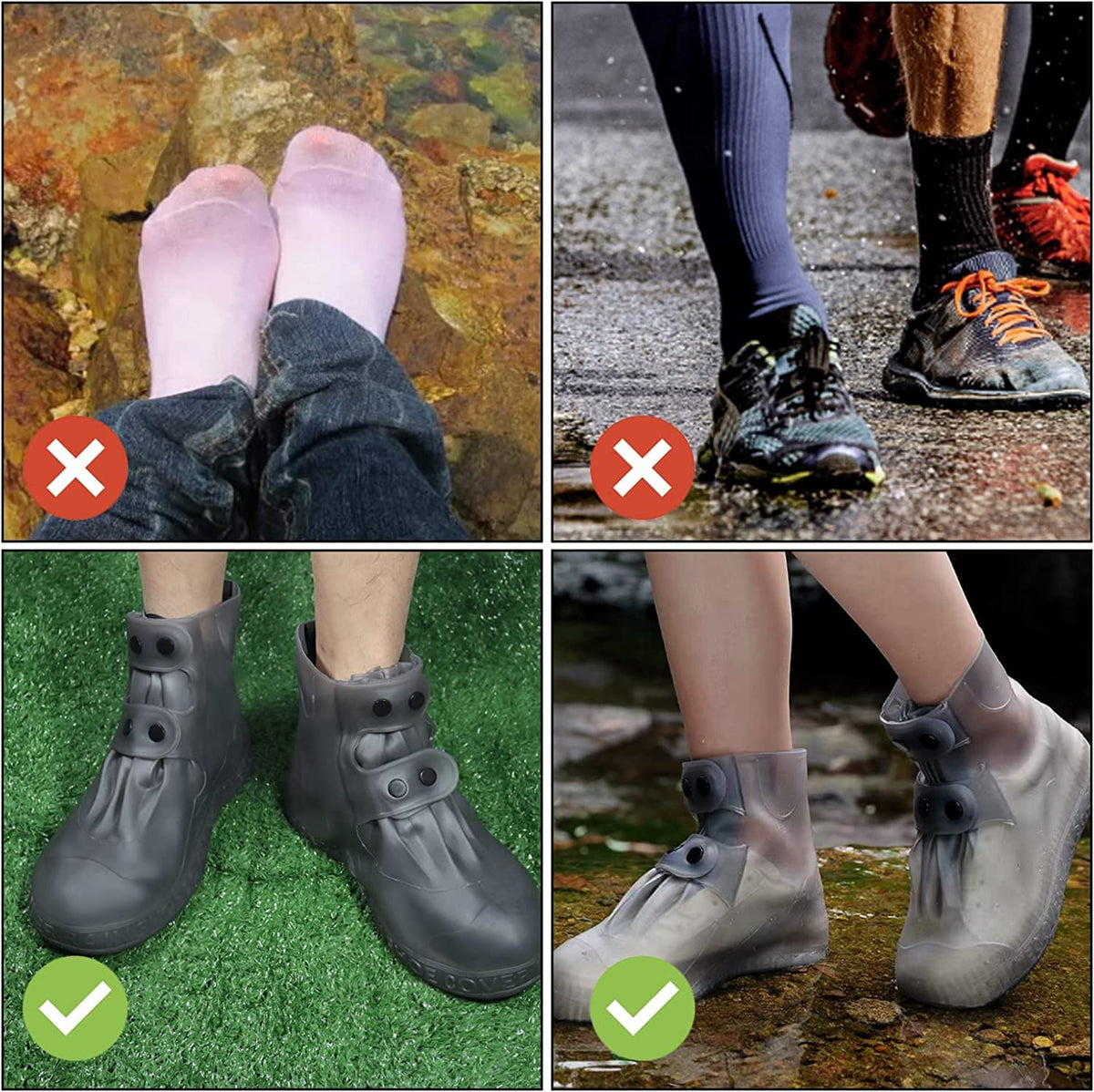 PALAY Silicone Shoe Covers for Rainy Days with Double Snap Closure and TPE Sole | Fits Size 9‑11