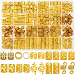 PALAY Hair Jewelry for Braids featuring 220 pcs metal rings and crown charms in gold for women